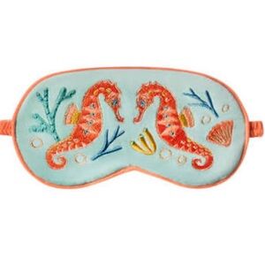Powder Embroidered Seahorse Luxury Lavender-Infused Eye Mask in Velvet